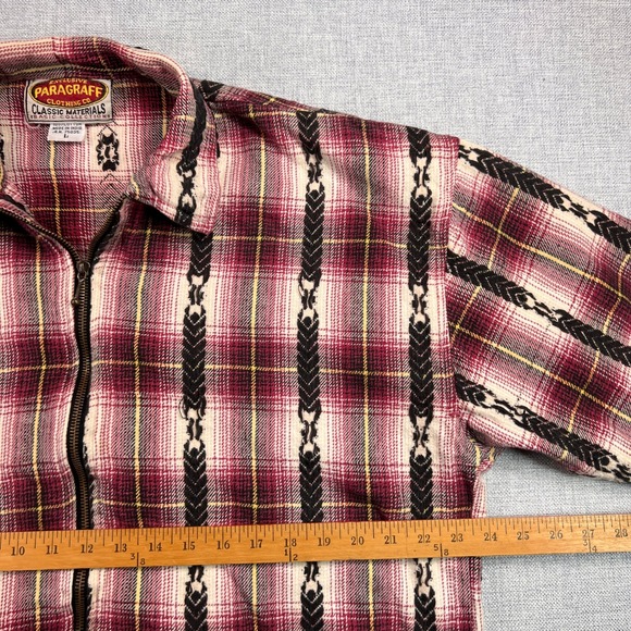 VTG 90s Paragraph Plaid Full Zip Flannel Shirt Jacket Men Large Western Aztec - Picture 6 of 9